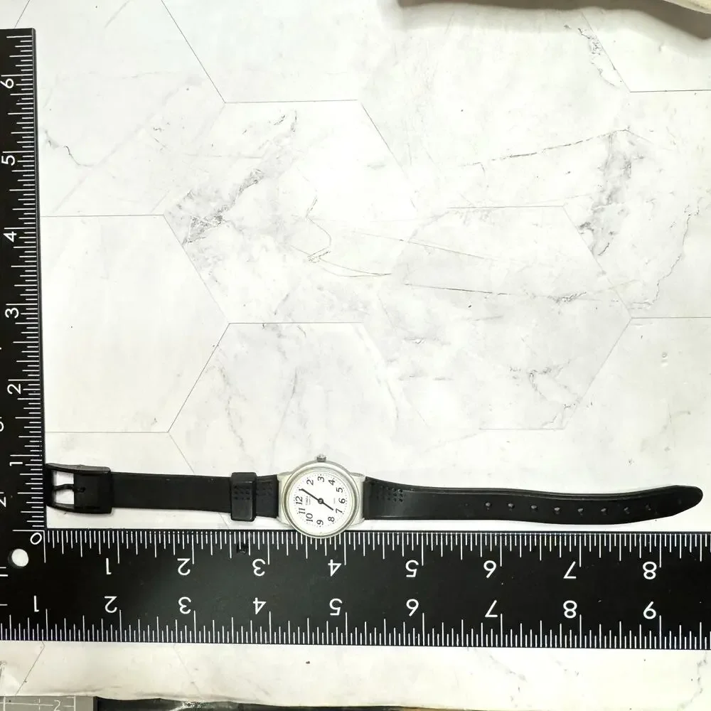Vtg TIMEX Womens Watch 90s Y2K Black Silver White Quartz Water Resist New Batt